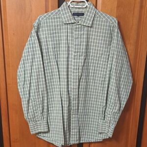 Tommy Hilfiger Men's Green Plaid Dress Shirt